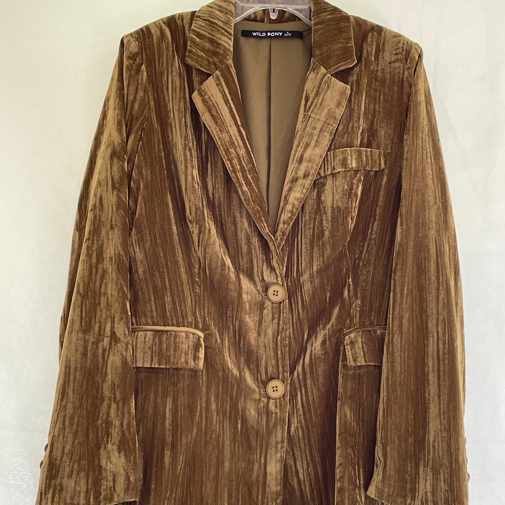 Wild Pony Collection Green Velvet blazer jacket Brand New with Tags Size Small